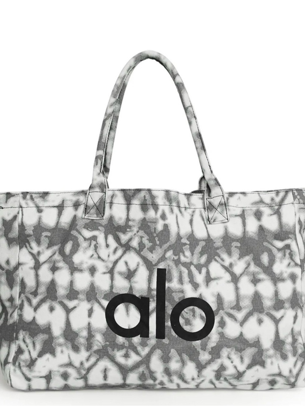 ALO Yoga Gray Tie-Dye Canvas Tote with Black Logo